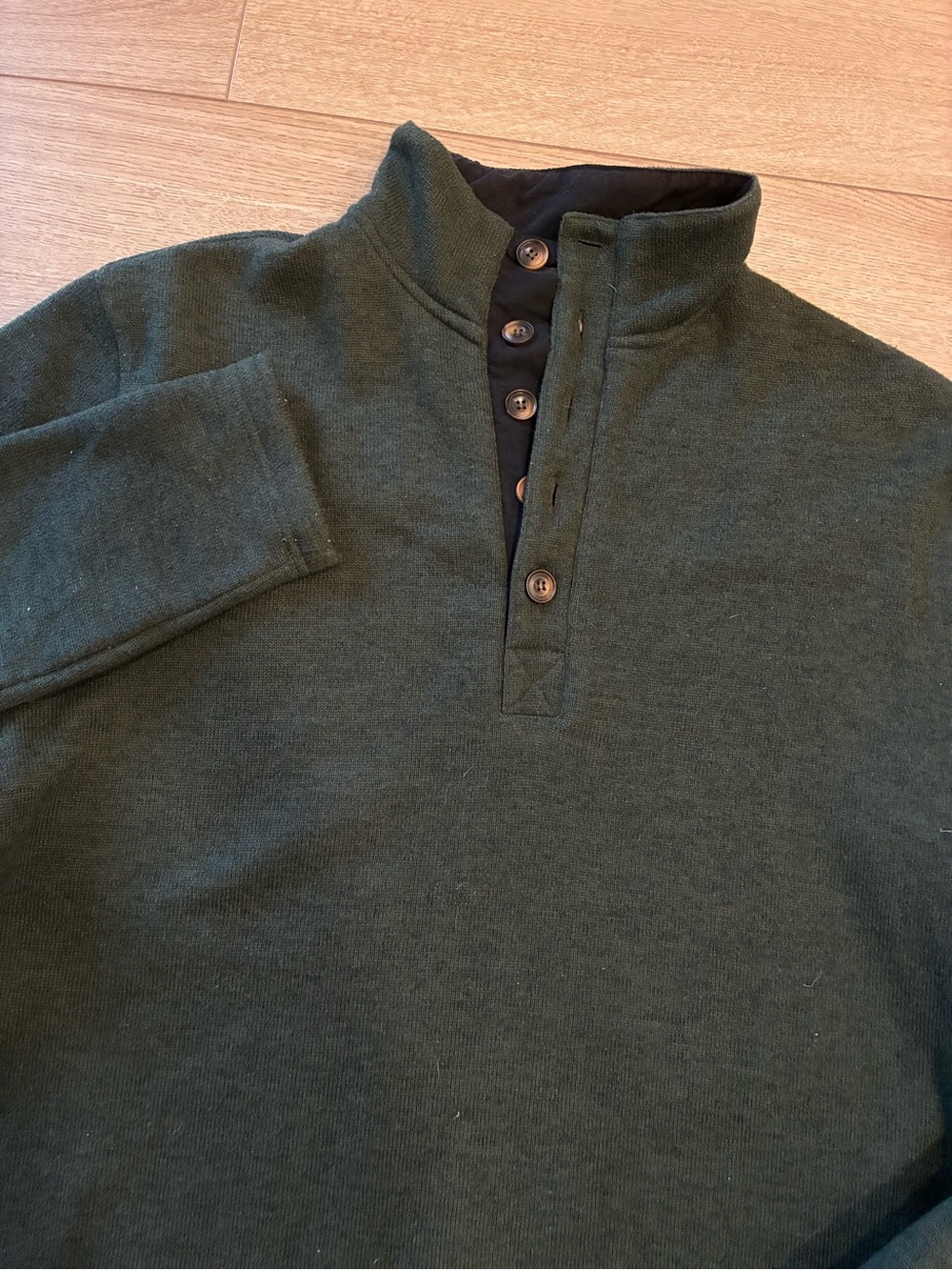 Stetson Men’s Quarter Button Honeycomb Western Sweater Green Pullover Size M